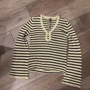Monrow striped keyhole Sweater size XS